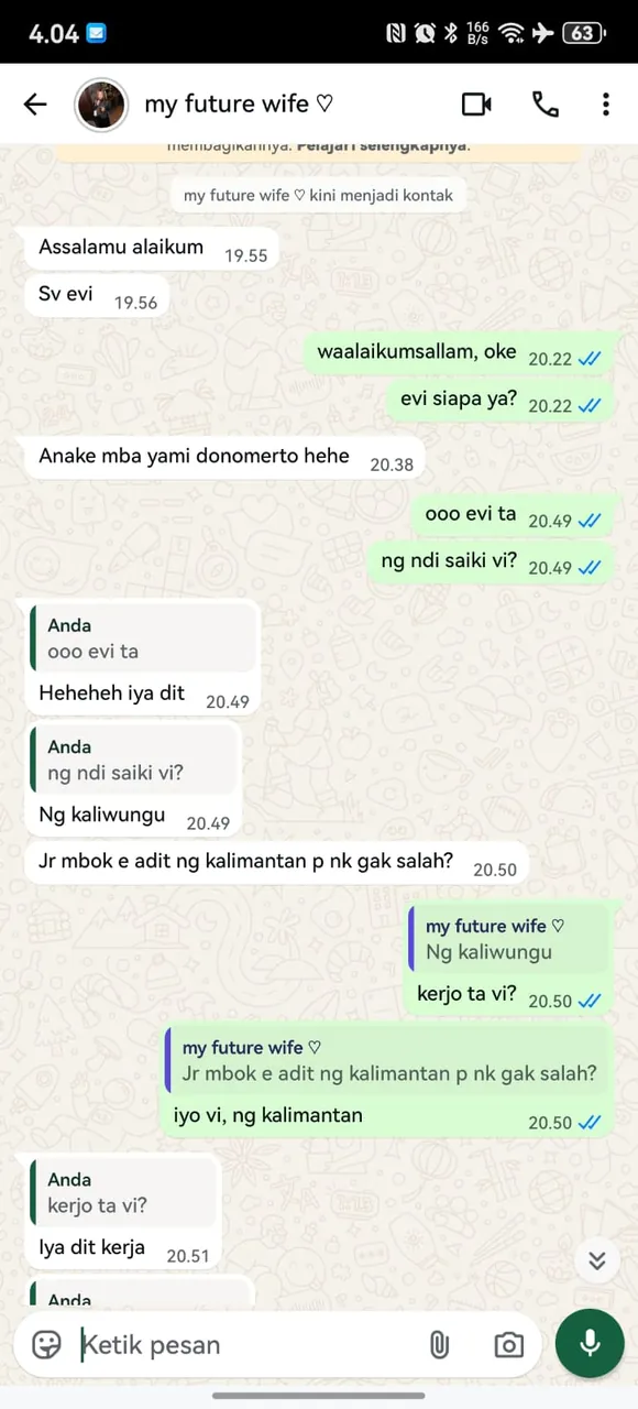 Our early WhatsApp conversation